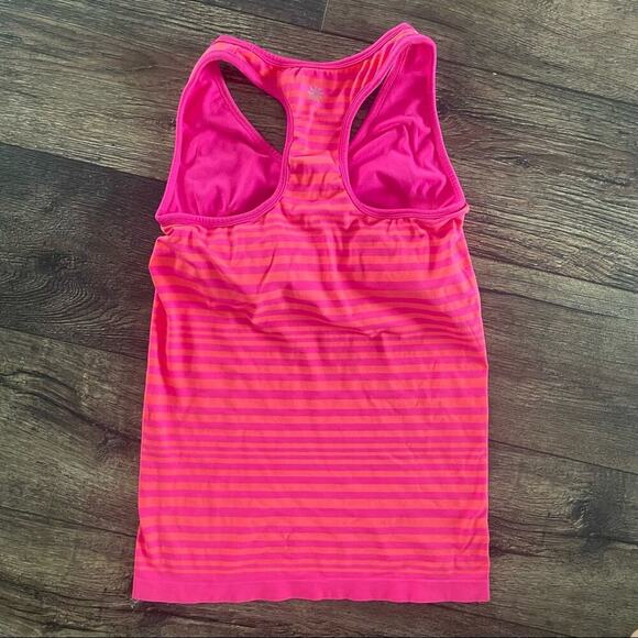 Athleta Tank Top Racerback Striped Pink‎ Orange Athletic Workout Gym - Picture 2 of 4